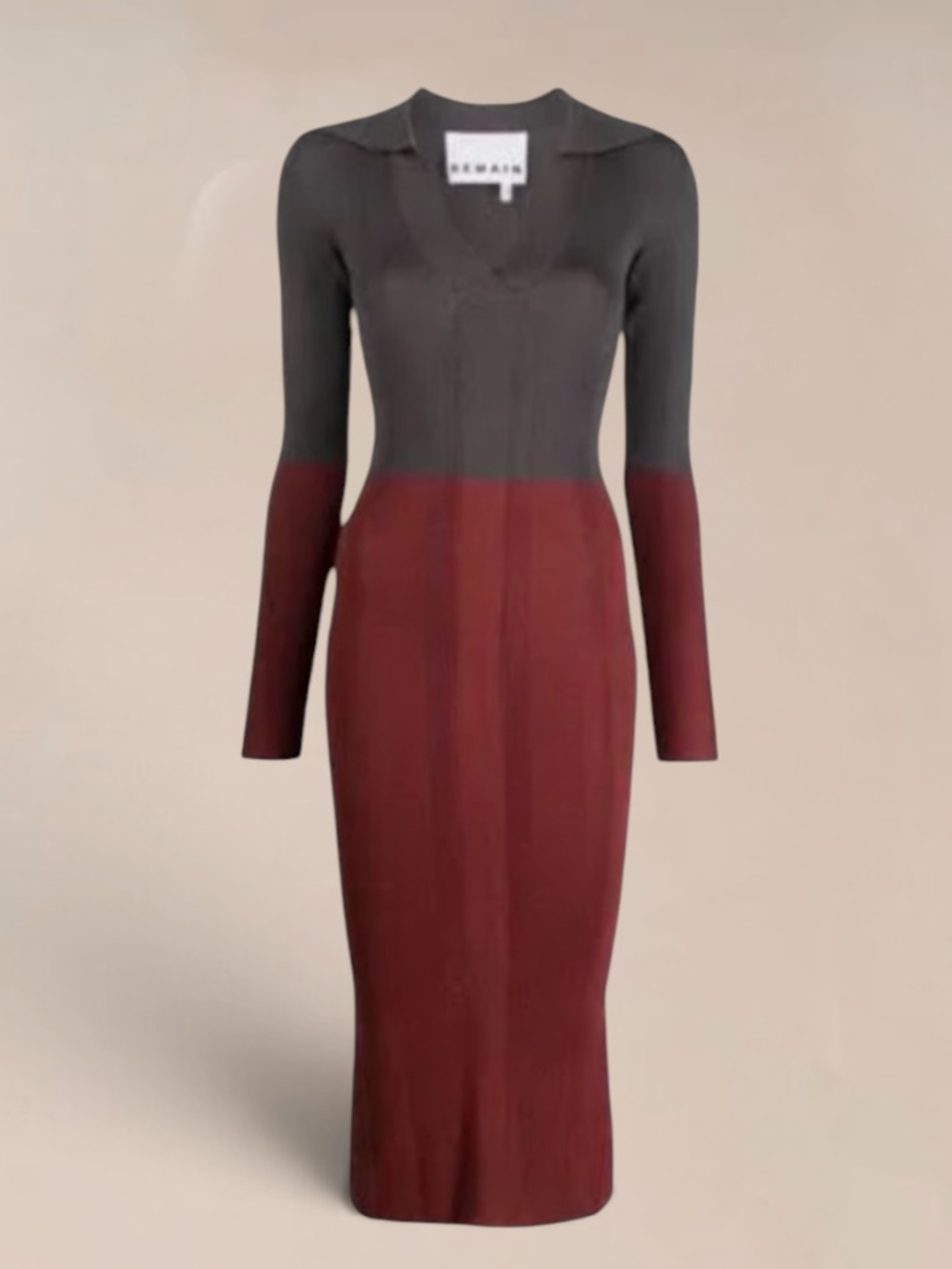 REMAIN Joy Long Sleeve Knit Dress
Color: Andorra Bordeaux Combo Size 40